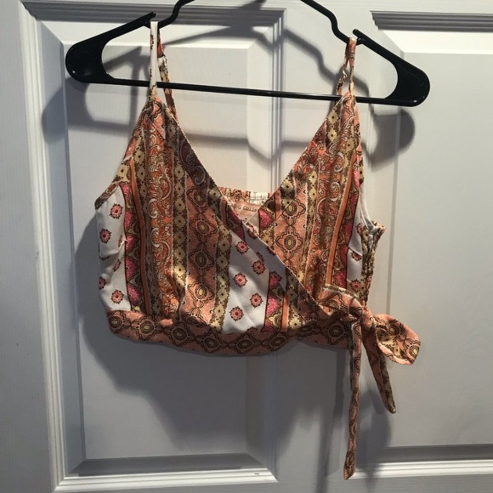 BOG Collection Orange Tribal Print Crop Tank Top